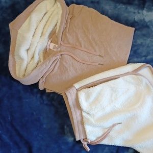 Victoria's Secret Hoodie + Shorts Set Modal Fleece Mauve + Cream NWOT Size S